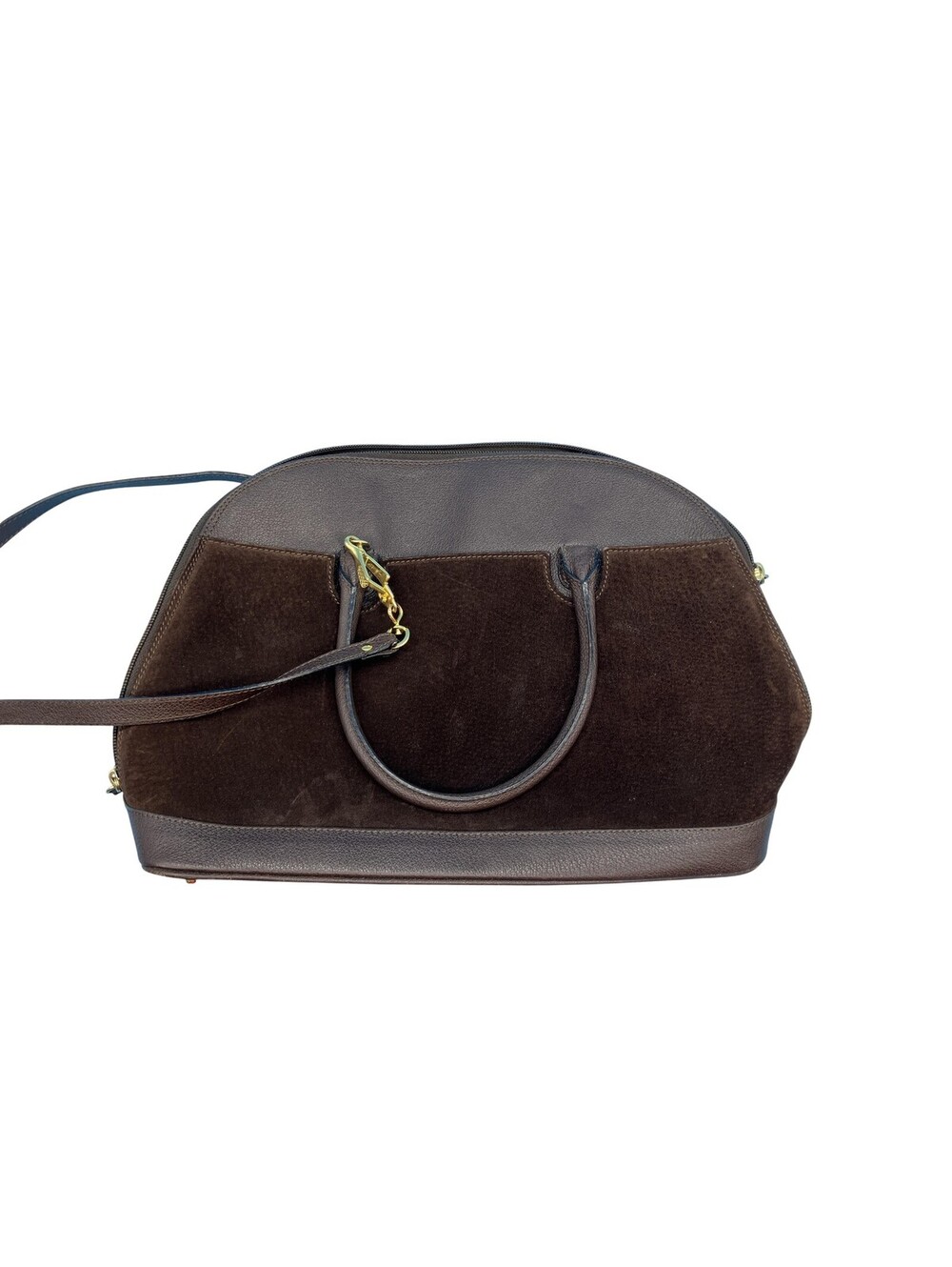 SISO Satchel Top Handle Bag Womens Large Brown Leather Suede Italy Zip